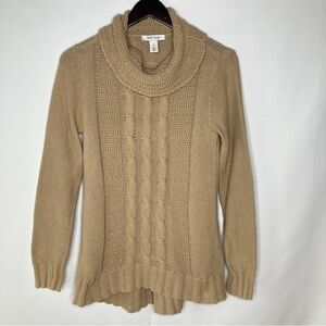 White House Black Market Women's Tan Knit Cowl Neck Sweater Size Medium